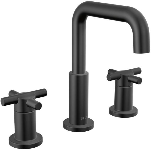Delta Nicoli® Matte Black 2-Handle Cross Widespread Bathroom Faucet-0