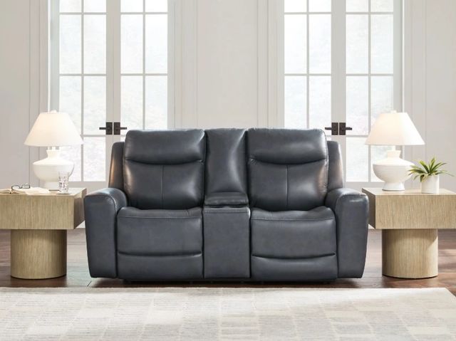 Signature Design by Ashley® Next Move Admiral Power Reclining Console Loveseat with Adjustable Headrest-1