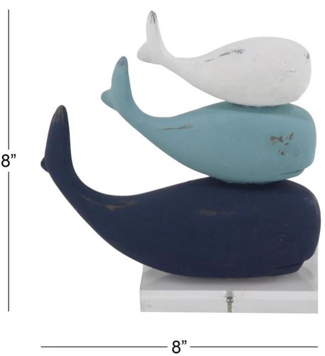 Deco Marche Multi-Colored Polystone Whale Sculpture-2