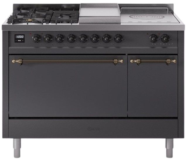 Ilve® Nostalgie II Series 48" Graphite Matte Pro Style Dual Fuel Range-0