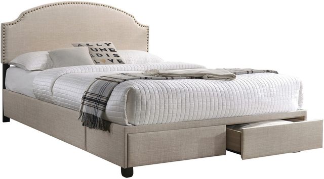 Coaster® Newdale Beige Upholstered Queen Storage Bed-0