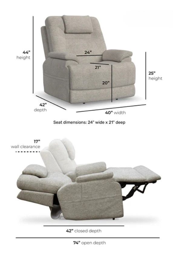 Flexsteel® Zecliner Model 2+ Dove Power Lift Sleep Recliner with Power Headrest and Lumbar-2
