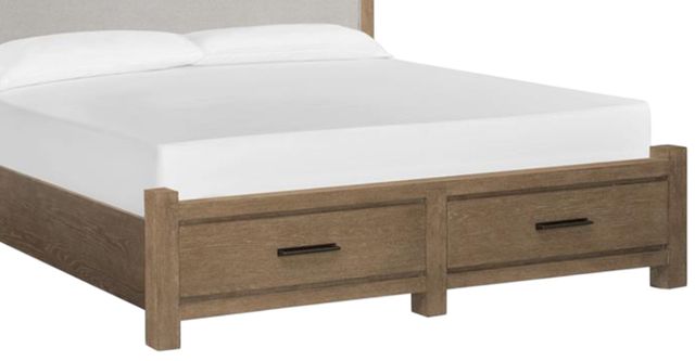 Magnussen Home® Plum Creek Elite Dove/Sierra Brown California King Upholstered Panel Bed with Storage-1
