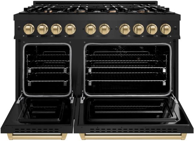ZLINE Classic Autograph Edition 48" Black Stainless Steel Pro Style Dual Fuel Range with Champagne Bronze Accents-1