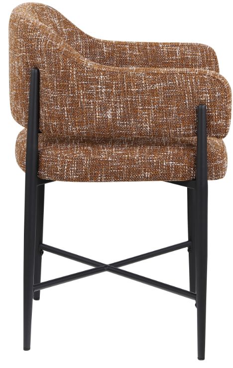 Meridian Furniture Dame Cognac/Black Upholstered Dining Arm Chair-3
