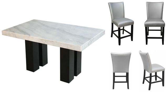 Steve Silver Co.® Camila 5-piece White Marble Top Counter Table Set-0