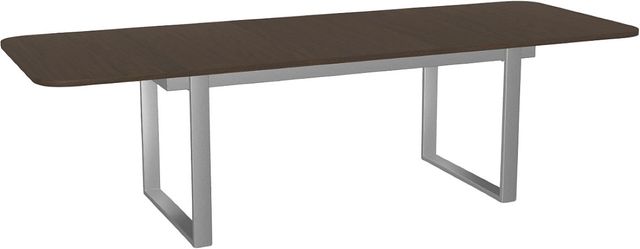 Amisco Customizable Burton 108" Rectangular Extendable Table with 1" White Oak Veneer Top, Radius Corners and 1 Leaf-1