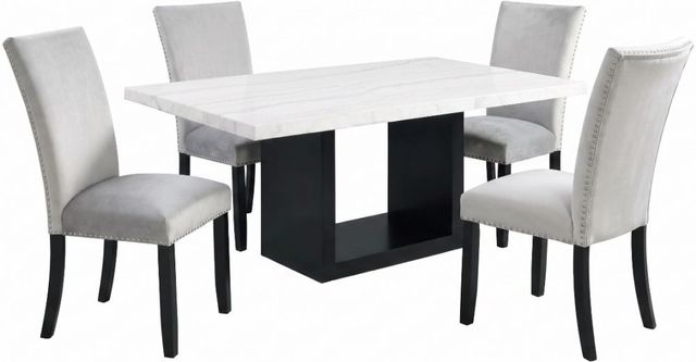Elements International Valentino 5-Piece Black/Gray/White Dining Set-0