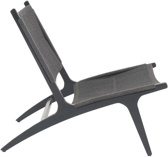 Moe's Home Collection Palma Black Teak Outdoor Lounge Chair with Black Wicker Back and Seat-2