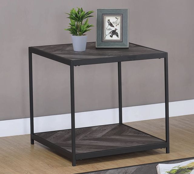 Coaster® Beckley Grey End Table with Sand Black Base-3
