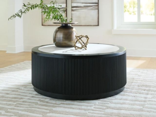 Signature Design by Ashley® Grayman White Cocktail Table with Black Base-1