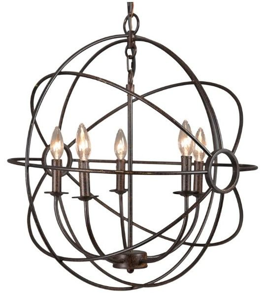YHD Shooting Star Rustic Black 5-Light Orb Chandelier-2