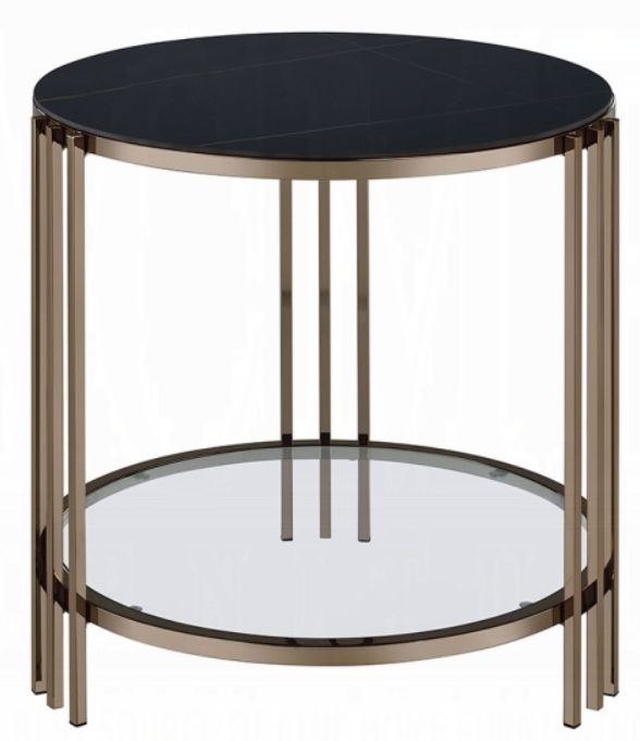 ACME Furniture Zaidee Black End Table with Champagne Base-3