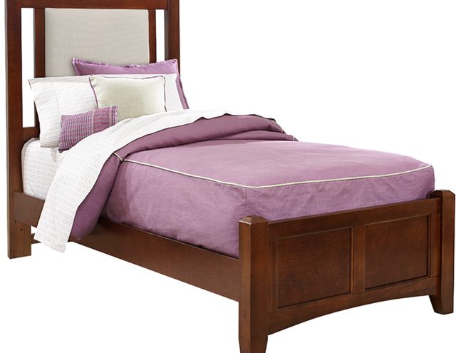 Vaughan-Bassett Bonanza Cherry/Linen Twin Upholstered Panel Bed-0
