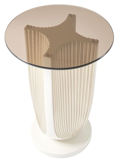 Michael Amini® La Marisia Glass Top Chairside Table with Creamy Pearl Base-3