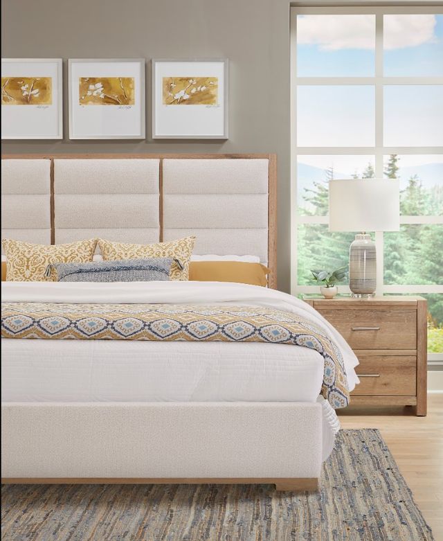 LM Co Home By Vaughan-Bassett Crafted Oak by Ben & Erin Napier Bleached White King Upholstered Panel Bed -3