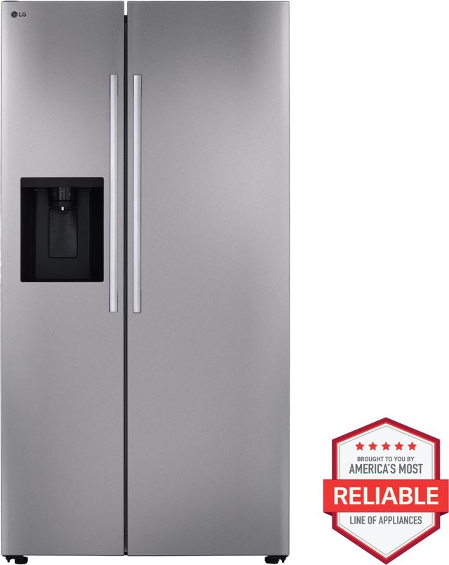 LG 36" 26.6 Cu. Ft. PrintProof™ Stainless Steel Side by Side Refrigerator with Ice/Water Dispenser and Bar Handle Design-2