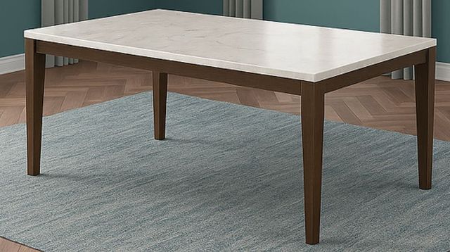 New Classic® Home Furnishings Essence White Marble Table Top with Brown Base-1