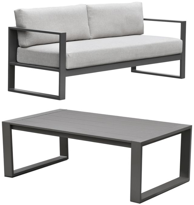 Intercon Navarro 4-Piece Mocha Aluminum/Fabric Outdoor Conversational Set-2