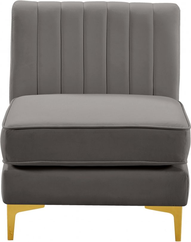 Meridian Furniture Alina Grey Velvet Armless Chair-3