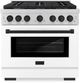 ZLINE Autograph Edition Paramount 36" Stainless Steel Pro Style Dual Fuel Range with White Matte Door and Matte Black Accents-0