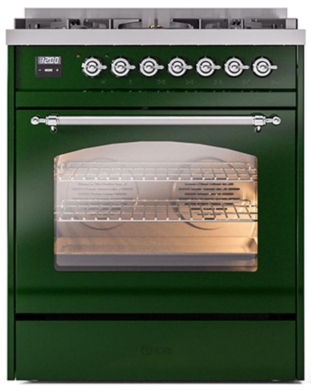 Ilve® Nostalgie II Series 30" Emerald Green Pro Style Dual Fuel Range-2