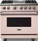 Viking® 5 Series 36" Blush Pro Style Dual Fuel (NG) Range with Polished Chrome Trim-0
