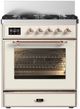 Ilve® Majestic III 30" Antique White Pro Style Dual Fuel Natural Gas Range with Triple Glass Door and Copper Trim-0