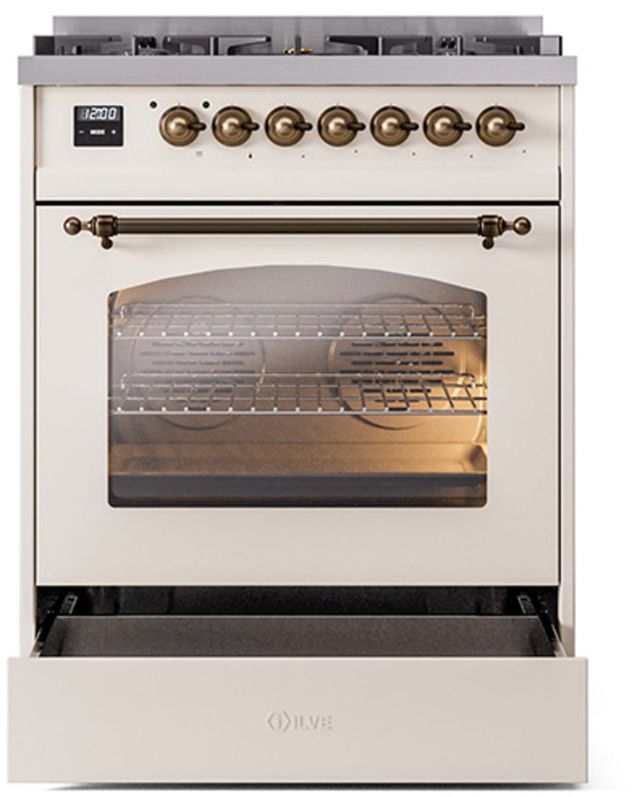 Ilve® Nostalgie II Series 30" Antique White Pro Style Dual Fuel Range-3