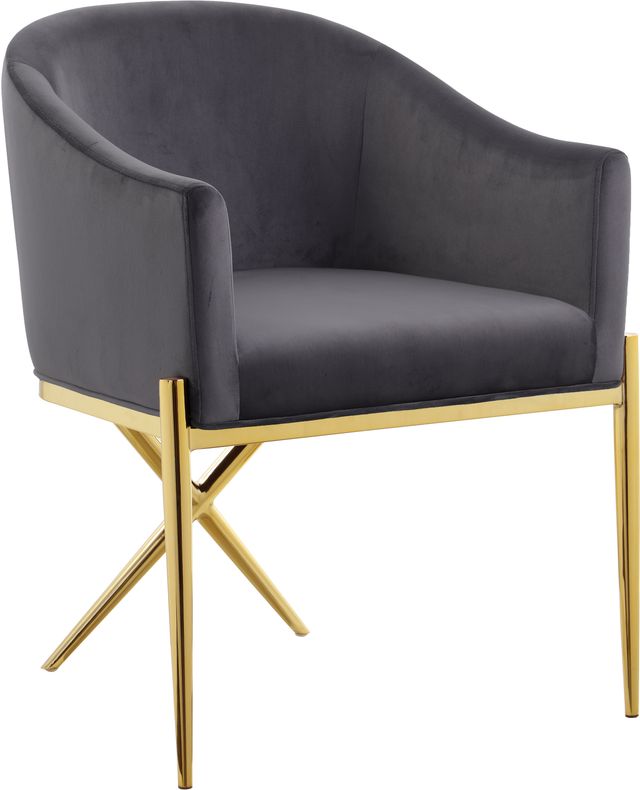 Meridian Furniture Xavier Gray/Gold Velvet Dining Chair-0