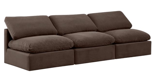 Meridian Furniture Indulge 3-Piece Brown Velvet Armless Sofa -0