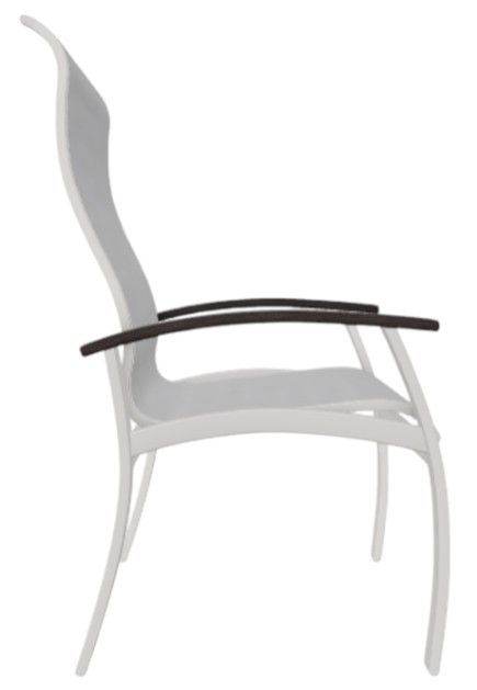Telescope Casual Belle Isle Abalone/Snow Aluminum/Fabric Outdoor Sling Supreme Arm Chair with Chestnut Rustic Polymer Arm Accent-2