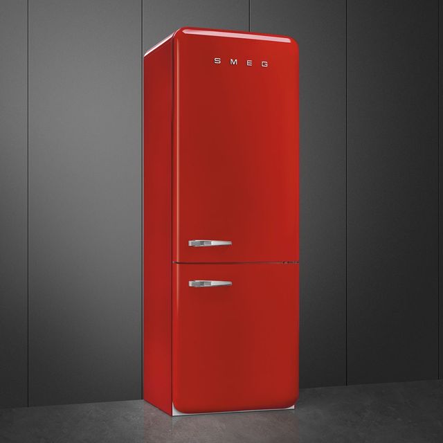 Smeg Retro Style 28 in. 18.0 Cu. Ft. Red Bottom Freezer Refrigerator-2