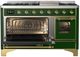 Ilve® Majestic III 48" Emerald Green Pro Style Dual Fuel Natural Gas Range with Triple Glass Door and Brass Trim-2