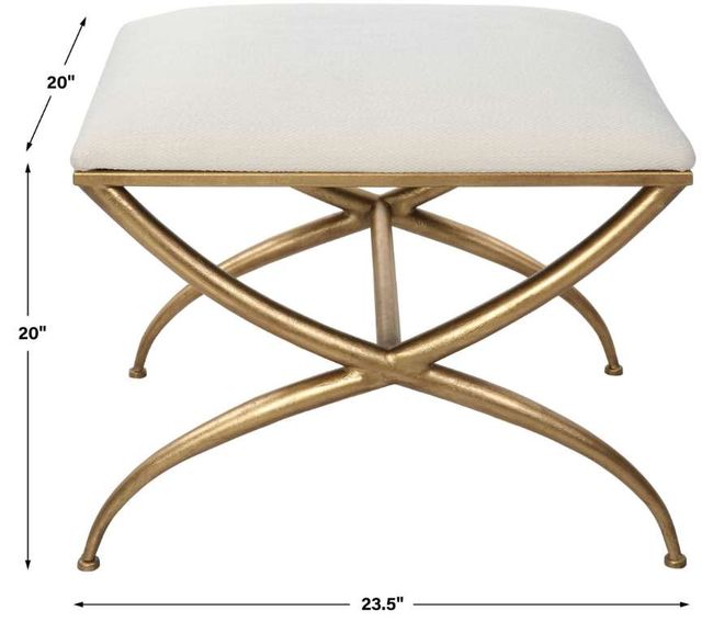 Uttermost® Crossing Gold/White Small Bench-2