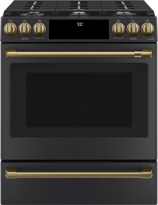 Café™ Brushed Brass Front Control Gas Knobs and Handle Kit-4