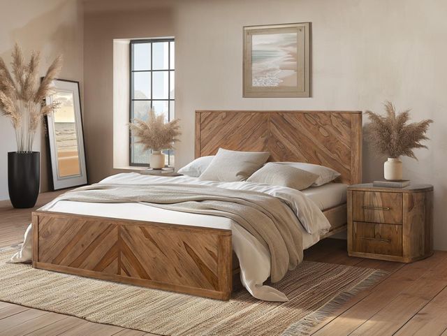 International Furniture Direct Balam Brown King Panel Bed-1