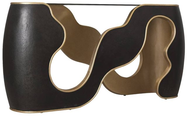 Hooker® Furniture Melange Even and Flow Black/Gold Console Table with Smoked Glass Top-0