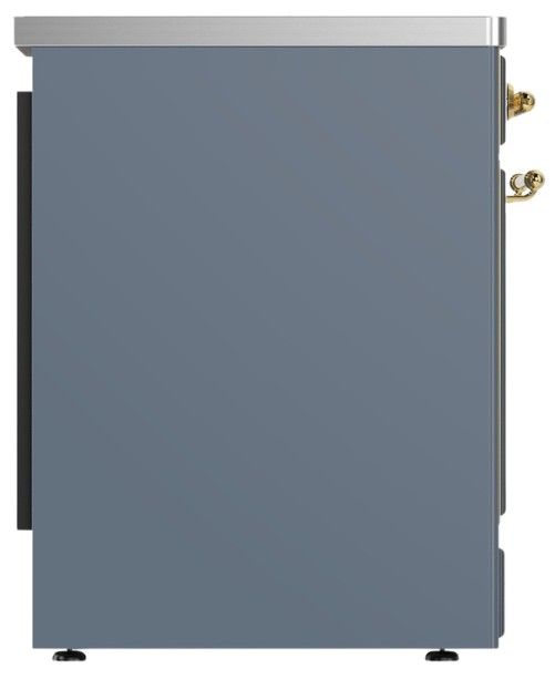 Ilve® Majestic III 30" Blue Gray Pro Style Induction Range with Solid Door and Brass Trim-3