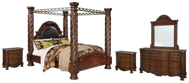 Millennium® by Ashley® North Shore 5-Piece Dark Brown King Poster Bed Set-0