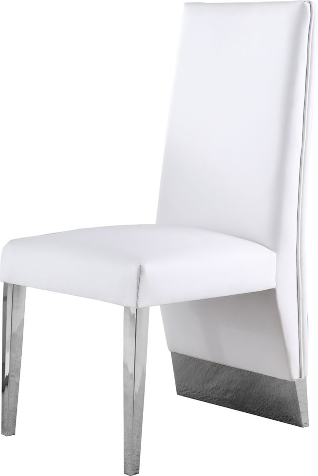 Meridian Furniture Porsha White/Chrome Vegan Leather Dining Chair-2