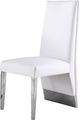 Meridian Furniture Porsha White/Chrome Vegan Leather Dining Chair-2
