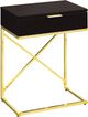 Monarch Specialties Inc. Espresso 24" Drawer Accent Table with Gold Metal Base-0