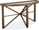 Magnussen Home® Kirkpatrick Weathered Walnut Demilune Sofa Table with Glass Insert Top -1