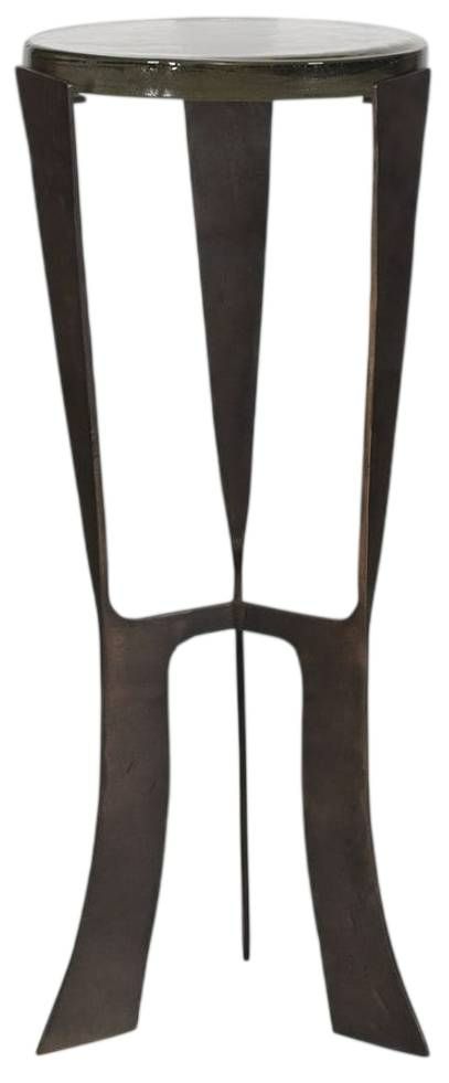 Uttermost® Renaud Glass Top Drink Table with Dark Bronze Base-3