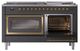 Ilve® Nostalgie II Noblesse 60'' Graphite Matte Pro Style Dual Fuel Range with Brass Trim-4