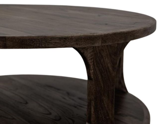 International Furniture Direct Balam Stained Dark Round End Table-3