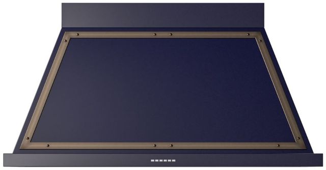 Ilve® Nostalgie II Noblesse 48" Midnight Blue Wall Mounted Range Hood with Burnished Trim-0
