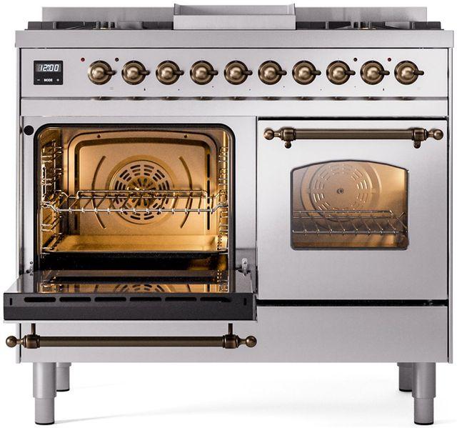 Ilve® Nostalgie II Series 40" Stainless Steel Pro Style Dual Fuel Range-2