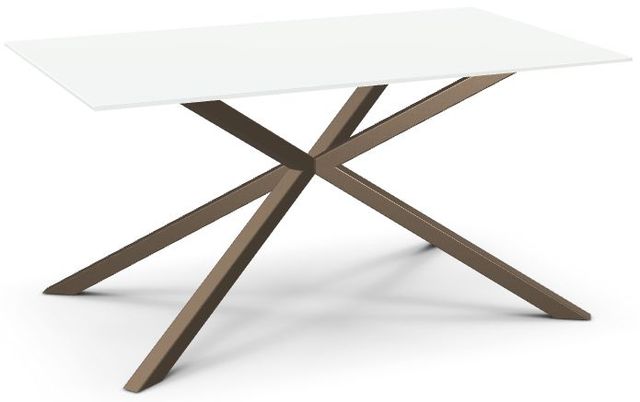 Amisco Customizable Asterisk White Glass 60" Rectangular Table with Starburst Stand-0